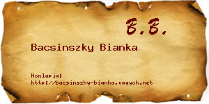 Bacsinszky Bianka névjegykártya